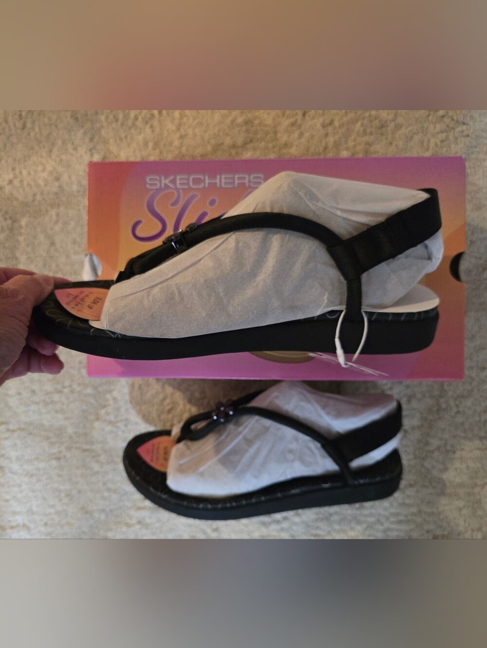Skechers Slide Up Black Women's Sandals, Size 9